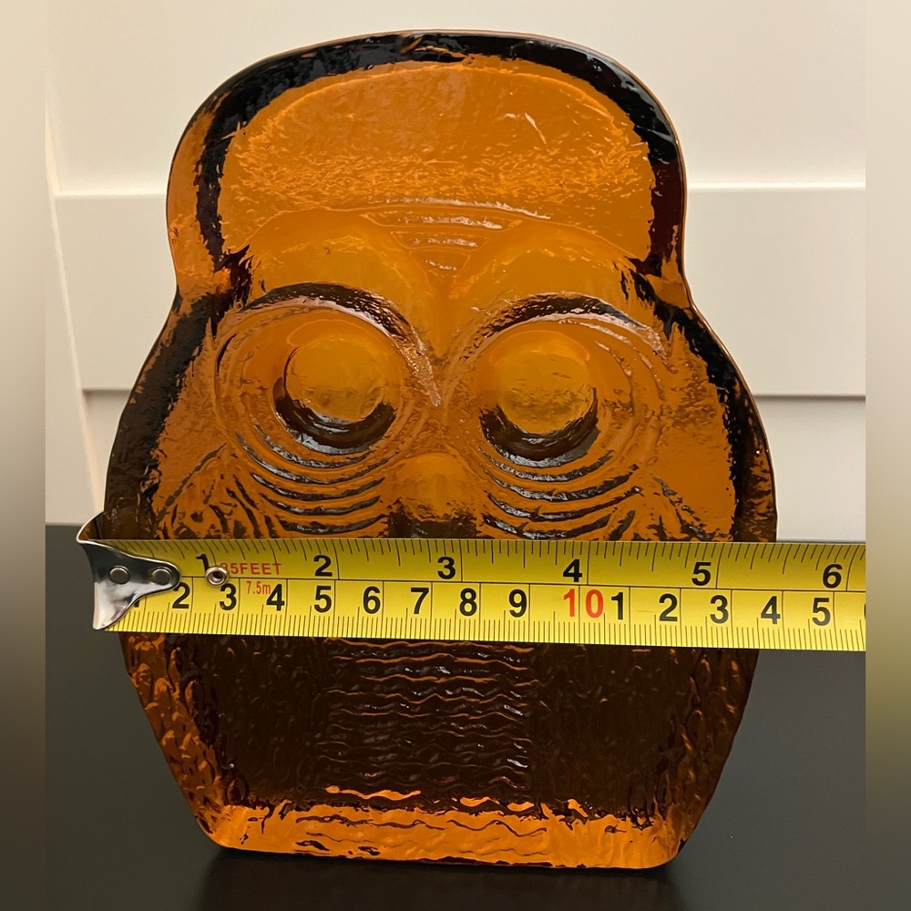 Vintage Mid-Century Blenko Amber Art Glass Owl Pattern - Picture 6 of 8